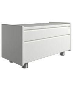 Hvid kommode med 2 skuffer.