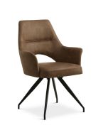 Spisebordsstol i brunt læder og sorte ben Aya.